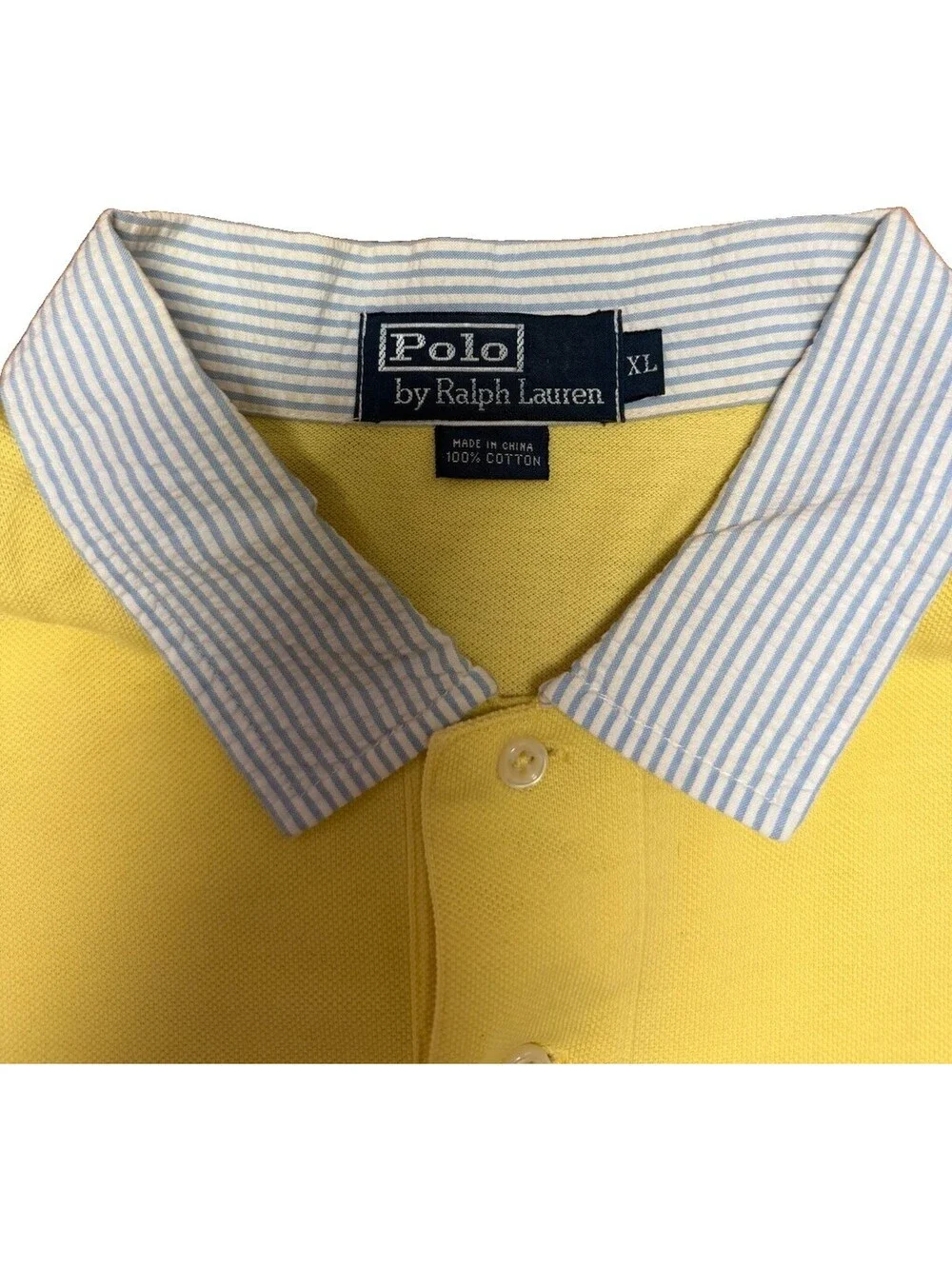 Polo Ralph Lauren Men's Yellow Solid Short Sleeve Seersucker Collar XL